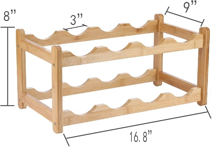 Wine Rack 8 Bottle 2-Tier Eco-Friendly Bamboo Wine Storage Easy-Assembly - Image 7