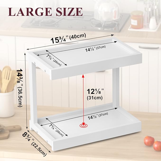 MARTY 2 Tier 15.75"x8.9" Large Countertop Shelf Organizer Spice Rack, Coffee - Image 5