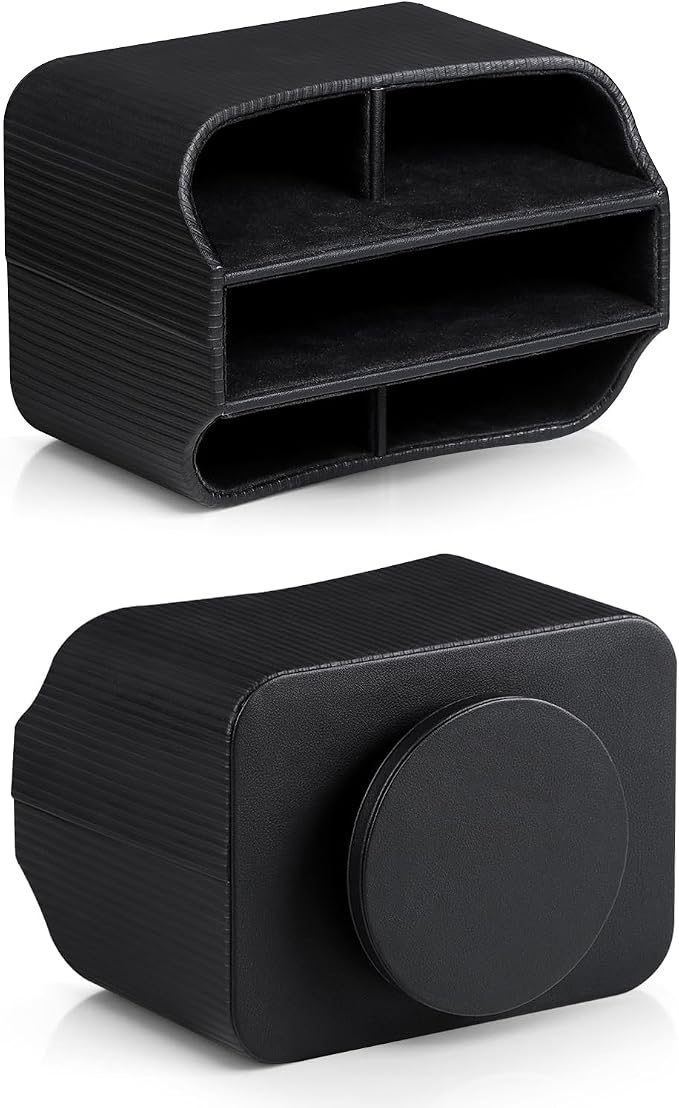 PU Leather Remote Control Holder, 360 Degree Rotating Desk Organizer Storage - Image 8