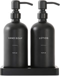 Black Soap Dispenser Bathroom Set, Soap and Lotion Dispenser Set by PrusWaso