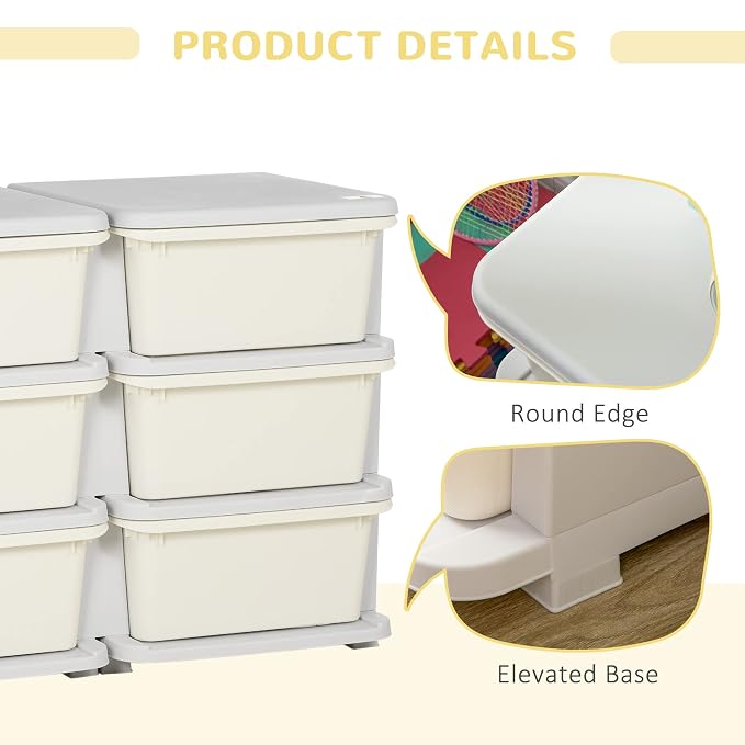 Qaba 3 Tier Kids Storage Unit, 6 Drawer Chest Toy Organizer Plastic Bins - Image 7