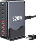 320W USB C Charger Block, Multi-port Fast USB Charging Station Dual PD
