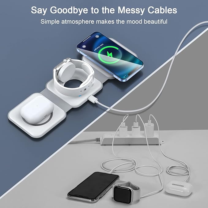 Wireless Charger 3 in 1, RTOPS Magnetic Travel Wireless Charging Station - Image 4