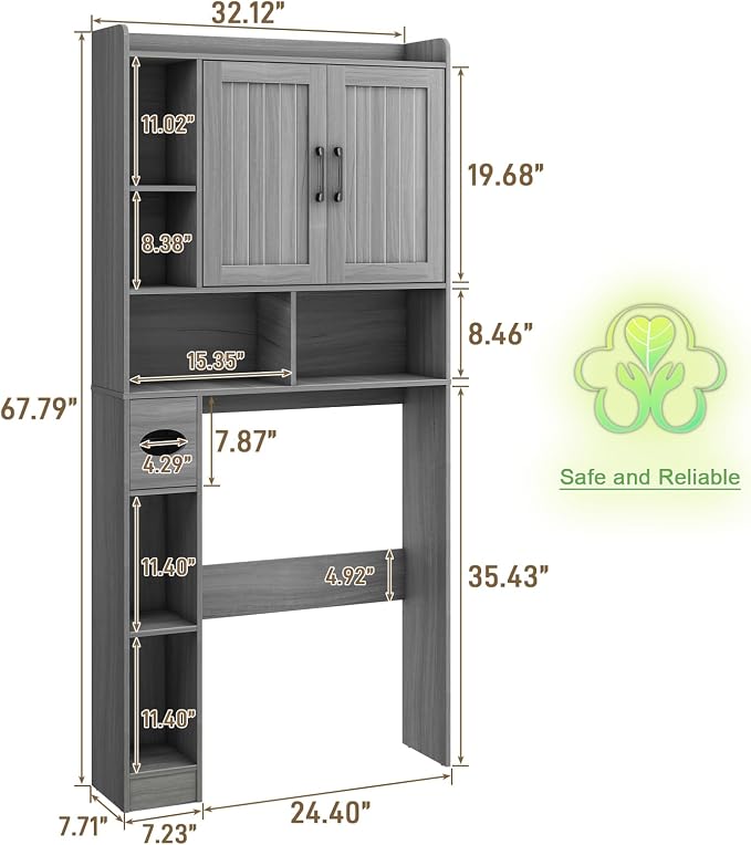 Vabches Over The Toilet Storage Cabinet, Farmhouse Storage Cabinet Over Toilet - Image 2