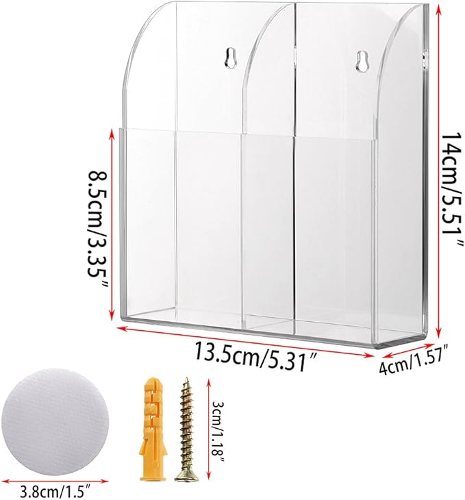 Hipiwe Wall Mount Remote Control Holder Clear Acrylic Media Organizer Storage - Image 5