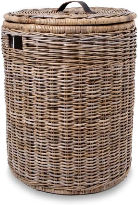 The Basket Lady Round Wicker Hamper | Wicker Laundry Hamper Nested Set of 2 - Image 3