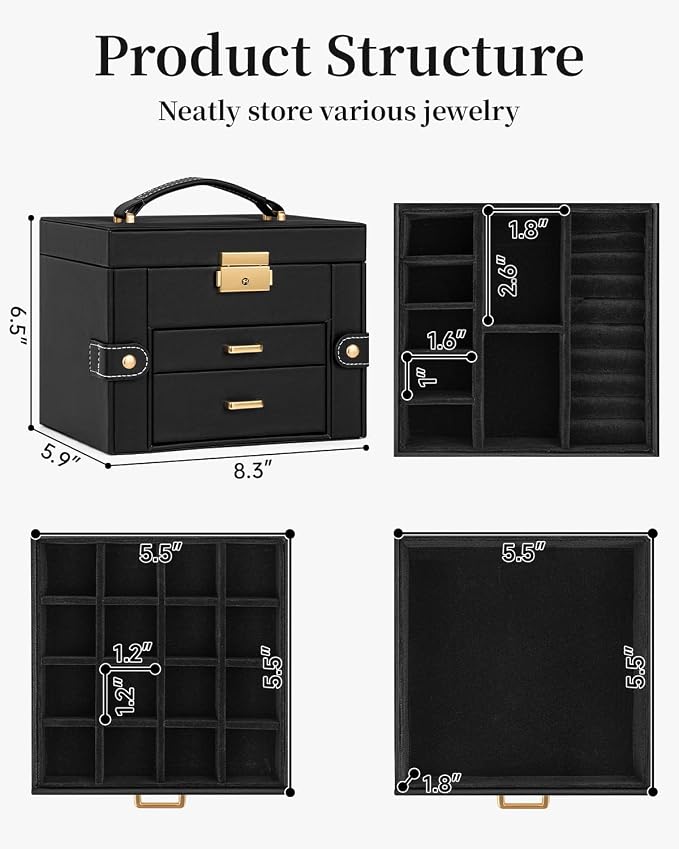 TORIBIO Jewelry Box for Women, Leather Jewelry Organizer - Image 2
