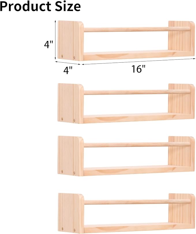 Set of 4 Wall-Mounted Kids Bookshelf - Image 3
