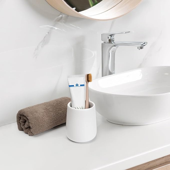 Bathroom Tumbler Cup Ceramic 13.5oz Reusable Toothbrush Cup 400ml, Toothbrush - Image 4