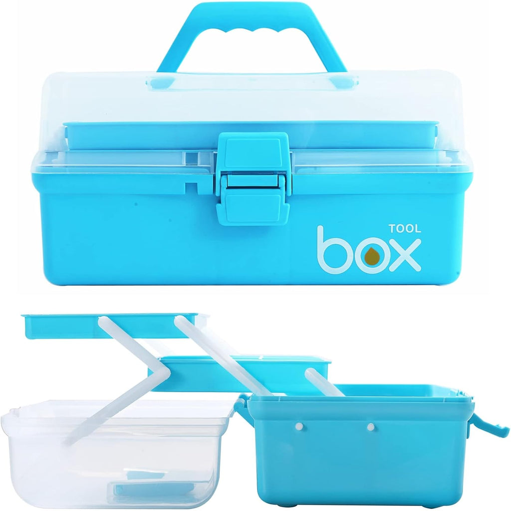 Kinsorcai 2PCS 12'' Three-Layer Clear Art Box Organizer, Multipurpose