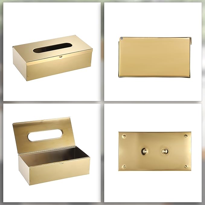 Sumnacon Tissue Box Cover Rectangle Stainless Steel Tissue Box Stylish Tissue - Image 4