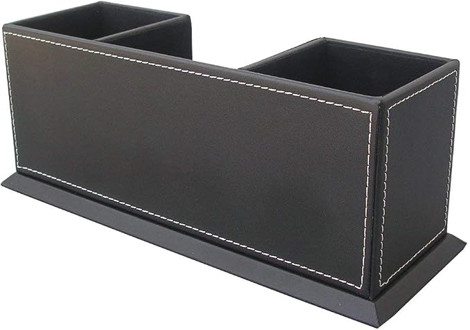 KINGFOM Office Supplies Desk Organizer PU Leather Storage Box 4 Divided - Image 9