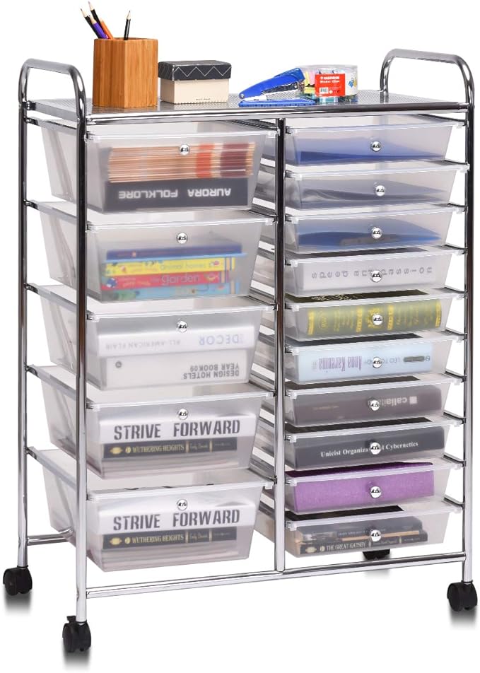 Giantex 15 Drawer Rolling Storage Cart Tools Scrapbook Paper Office School by Giantex