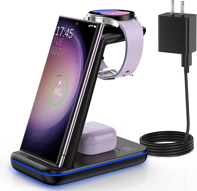 Wireless Charging Station for Samsung/Android, Fast Wireless Watch Charger by LOPUION