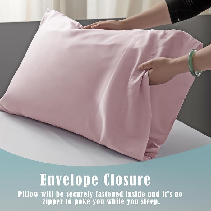 TELUS Pillow Cases Queen Size 2 Pack, Bamboo Rayon & Lyocell Pillowcase - Image 4