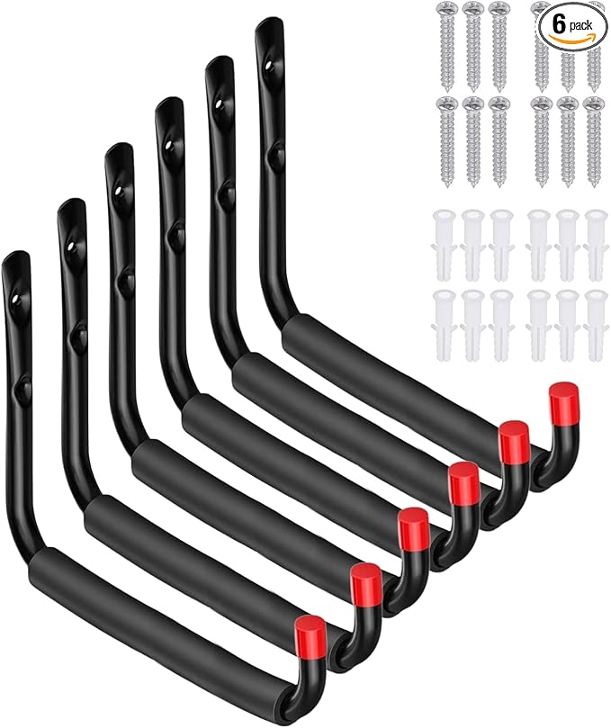 6 Pack Garage Hooks Heavy Duty, Utility Steel Hooks by CRXCRC