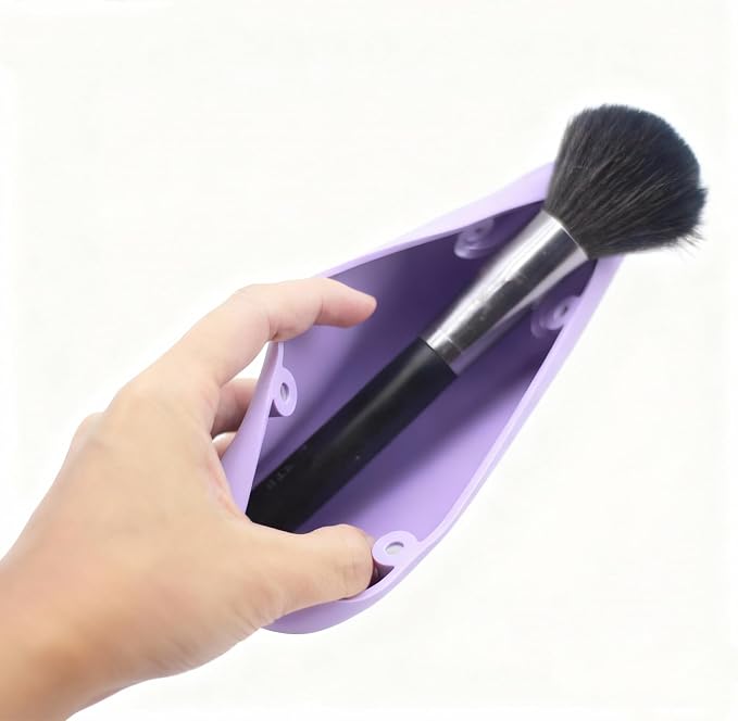 Magnetic Silicone Makeup Brush Holder – Portable Cosmetic Brush Organizer Case - Image 4