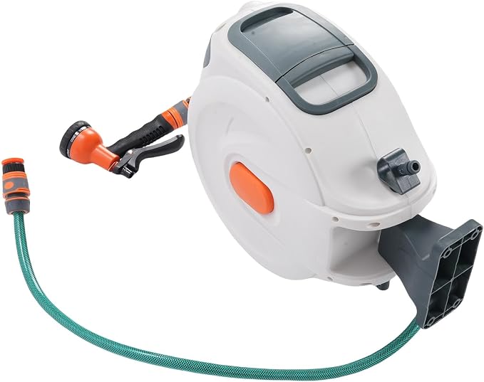 JTLB Retractable Garden Hose Reel 10m Wall Mount 180 Degree Swivel Bracket - Image 2