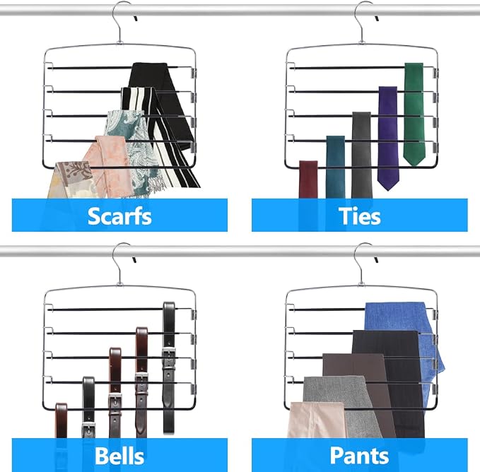 Pants Hangers 3 Pieces, 5 Tier Closet Organizers and Storage Clothes Hanger - Image 6