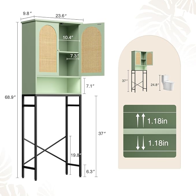 Rattan Over The Toilet Storage Cabinet, Bathroom Organizers and Storage Over - Image 2