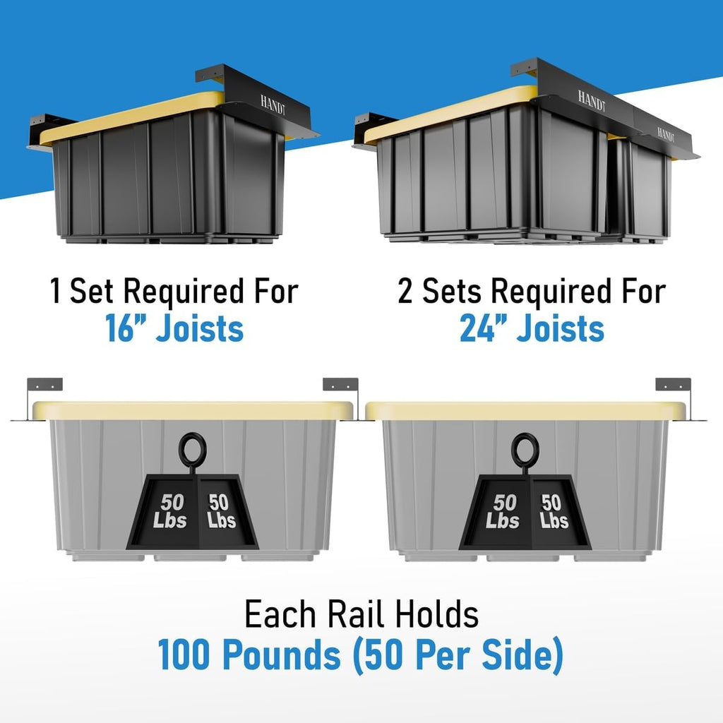 USA Based Overhead Garage Storage Rack, Connectable Heavy Duty Metal
