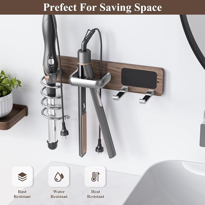 Tindbea Hair Dryer Holder Curling Iron Holder Flat Iron, Blow Dryer Holder Wall - Image 5