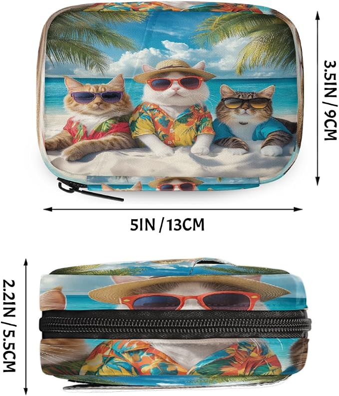 Cool Cats Summer Beach Pill Organizer Travel Medicine Case - Image 2