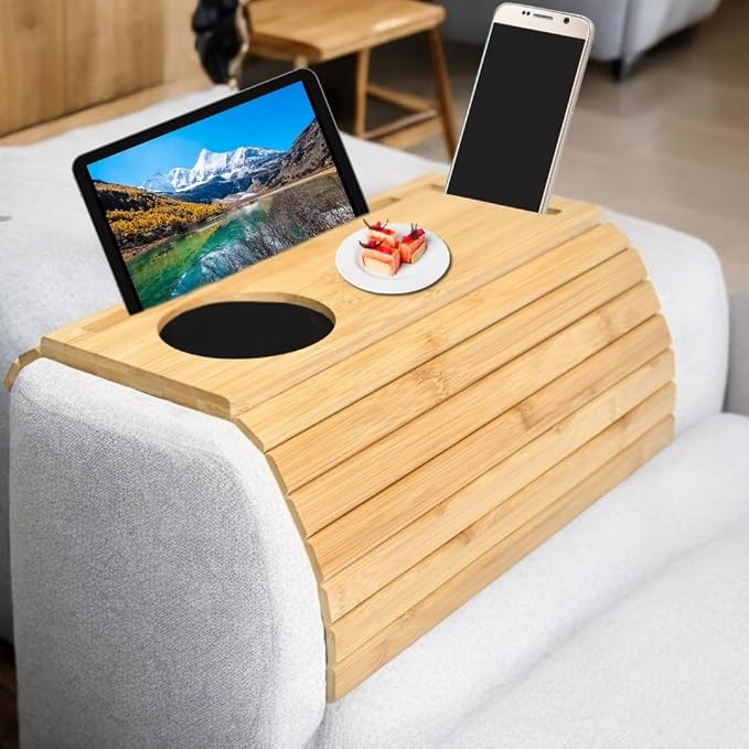 Bamboo Sofa Arm Tray, Couch Arm Table Caddy - Image 8