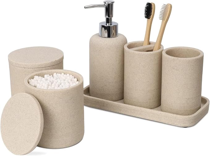 ZCCZ Beige Bathroom Accessories Set 6 Pieces by zccz