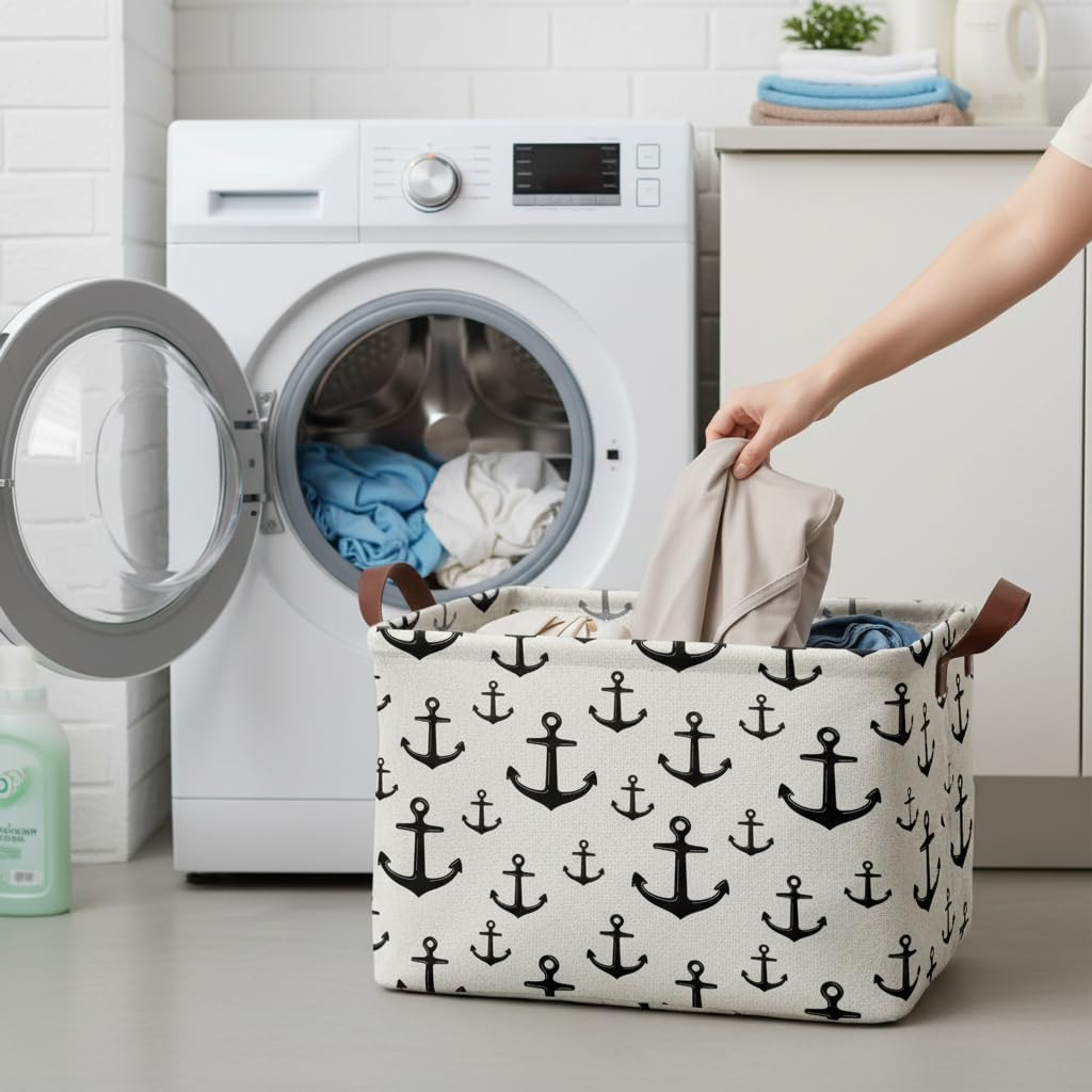 Anchor Storage Basket Waterproof Canvas Toy Storage Bin Home Anchor