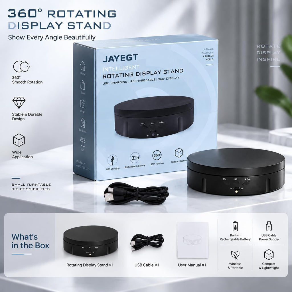 JAYEGT Motorized Rotating Display Stand, 5.74inch /22lbs Load