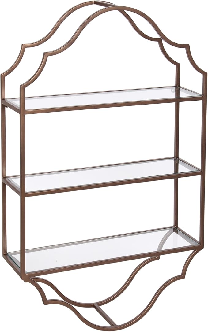 Kate and Laurel Leanna Scalloped Three-Tiered Wall Shelf, Decorative Floating by KateandLaurel