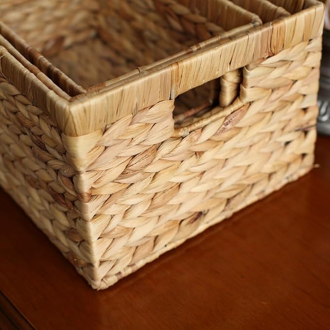 Storage Container, Natural Water Hyacinth Storage Bins Rectangular Basket - Image 5