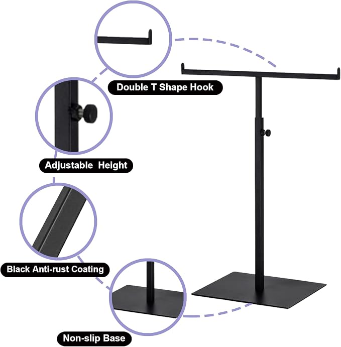 Purse Display Stand T Shaped, Countertop Jewelry/Scarf/Handbag T-Bar Display - Image 4