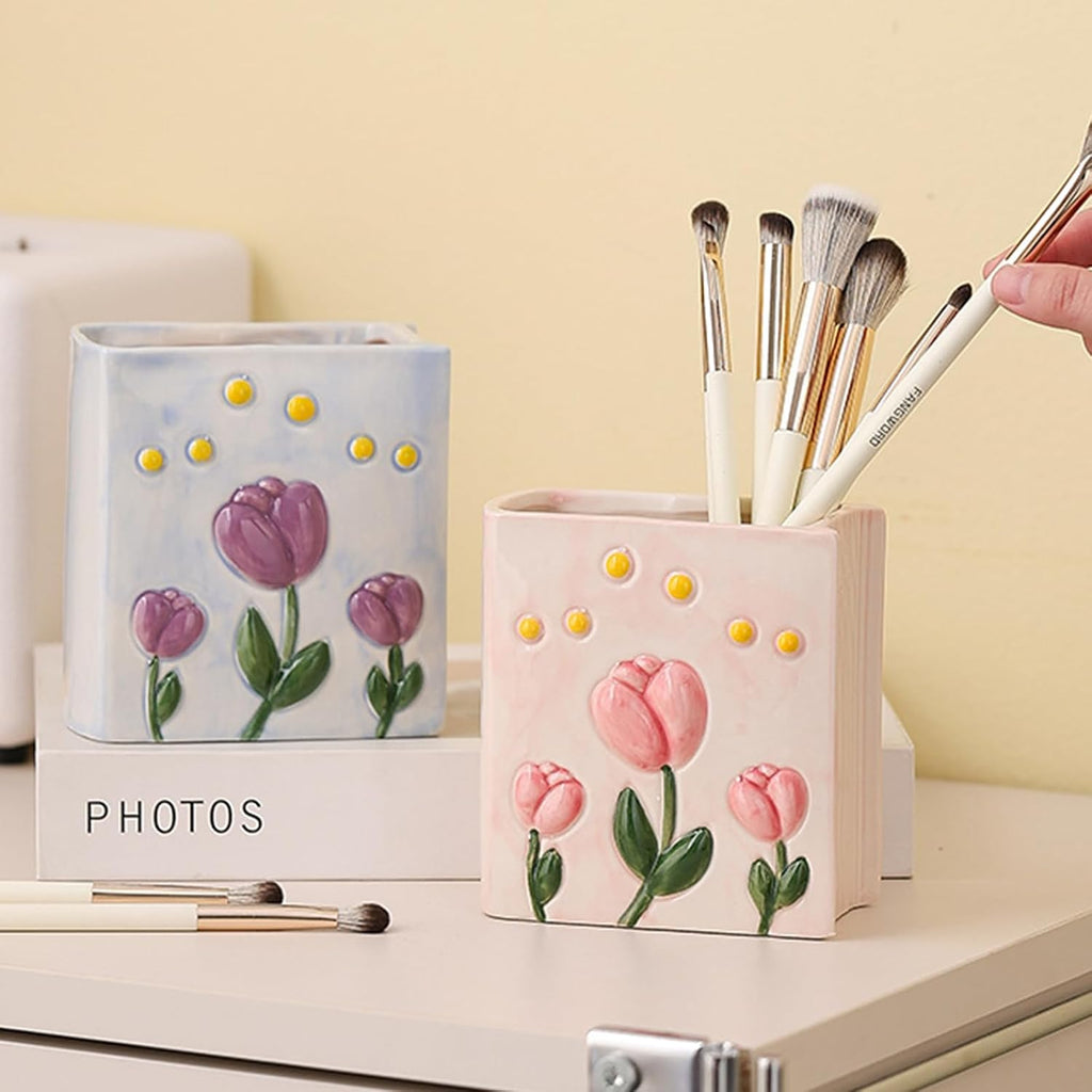 Book Vase Flower Pencil Cup Pen Holder For Office Desk Decorative