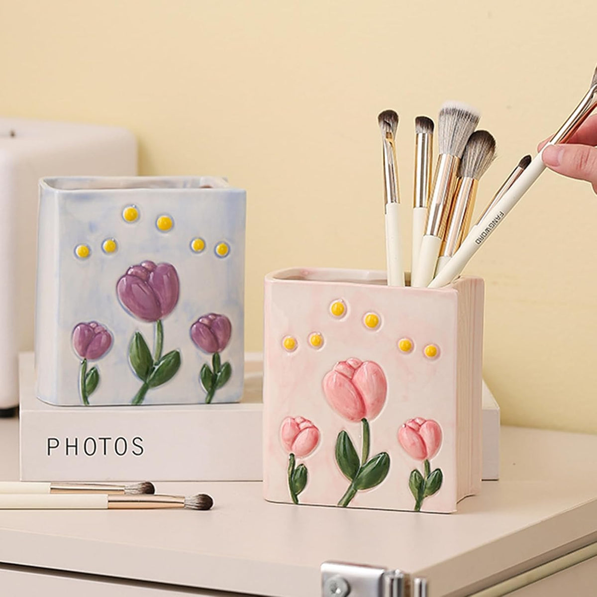 Book Vase Flower Pencil Cup Pen Holder For Office Desk Decorative