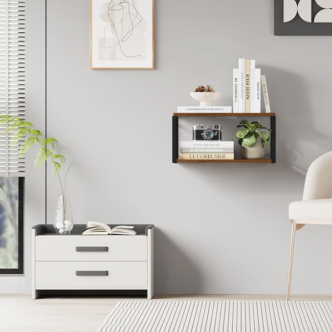 Floating Nightstand Set of 2, Wood Bedside Shelf Wall Mounted Nightstand - Image 6