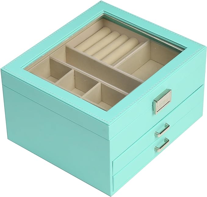 BOOVO Clear Lid Jewelry Box, 3 Layers Jewelry Organizer Large Multi-Functional by BOOVO