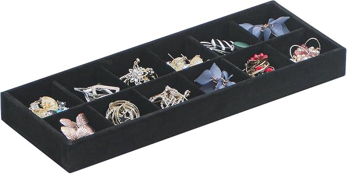 Divided Drawer Organizer, Velvet Jewelry Storage Tray by FocusOnJewelryDisplay
