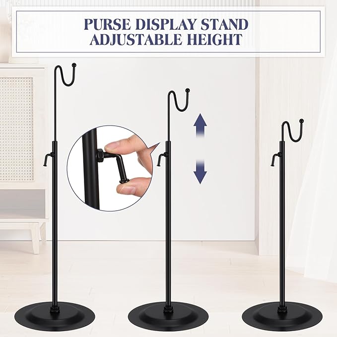 Therwen 6 Pcs Bag Display Stands Purse Display Stand Adjustable Height Handbag - Image 2