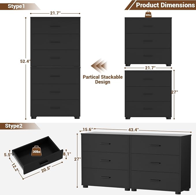 Aheaplus Closet Drawers Set of 2, Wood Closet Organizers and Storage - Image 3