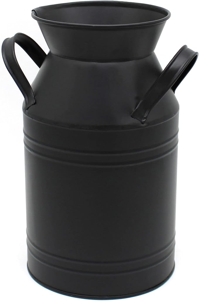 CVHOMEDECO. Farmhouse Galvanized Metal Milk Can, Old Rustic Primitives Jug Vase - Image 2