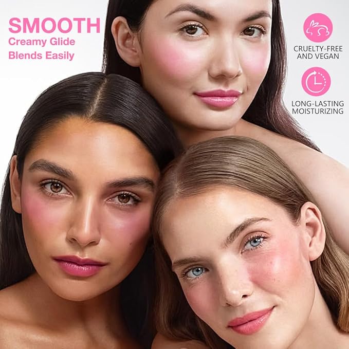 evpct 2In1 Blush Contour Multiuse Makeup Stick, Beachy Pink & Nude Creamy - Image 5