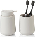 Matte Beige Bathroom Accessories 2 Piece Set Plastic Soap Dispenser and by KellyHome