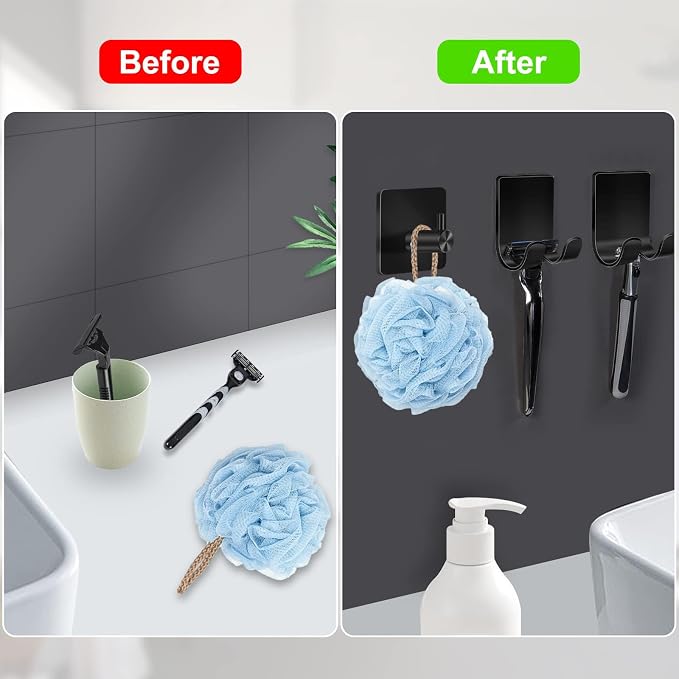 CGBE Razor Holder for Shower, 4 Packs Self Adhesive Shaver Holder Hanger Hooks - Image 4