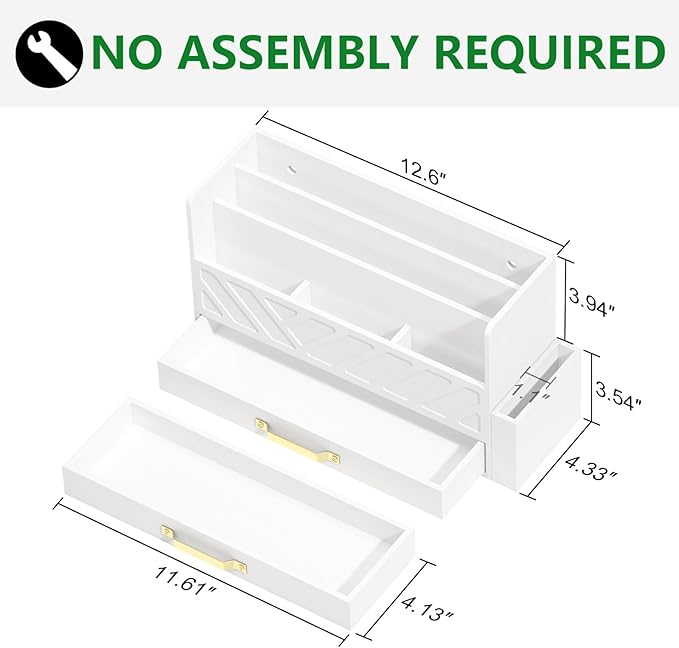 Bamboo Desk Organizer Mail Holder Countertop Wood Desk Drawer Tabletop Storage - Image 6