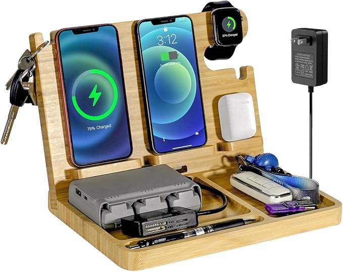 Nightstand Charging Station, 27W Fast Charging Wireless Charger Stand by Xunhomon