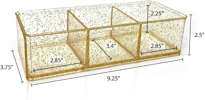 Isaac Jacobs Clear Acrylic 3 Section Organizer- Three Compartment Drawer Tray - Image 2