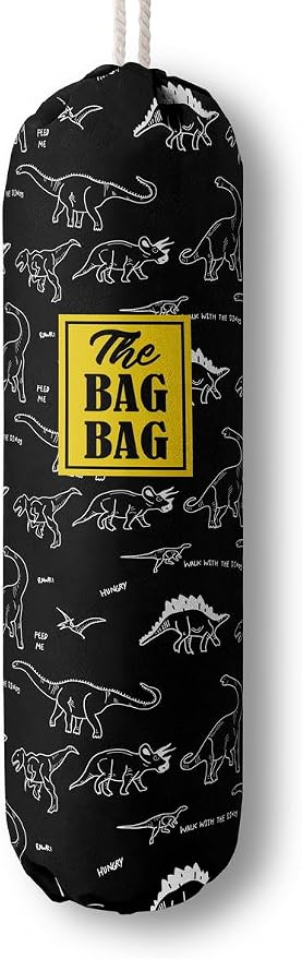 HiLus Dinosaur Pattern Grocery Bags Holder, Wall Mount Plastic Bags Storage by HiLus