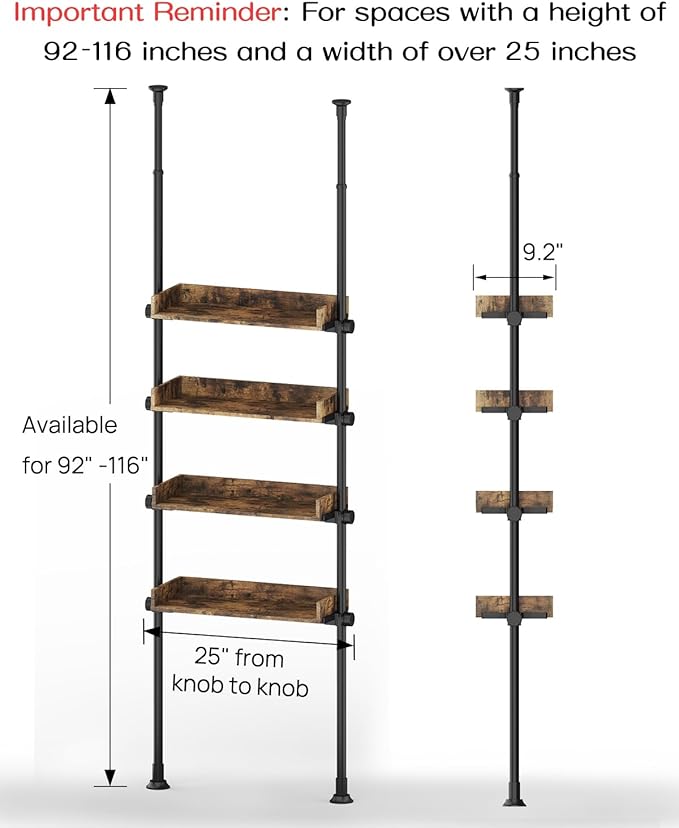 ALLZONE Bathroom Organizer, Over The Toilet Storage, 4-Tier Adjustable Wood - Image 2